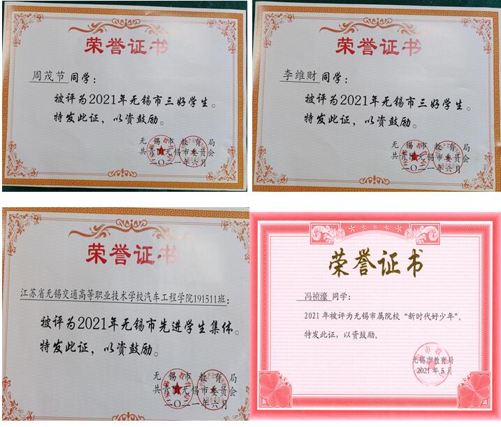 我院3名學(xué)生、1個(gè)學(xué)生集體獲無(wú)錫市表彰